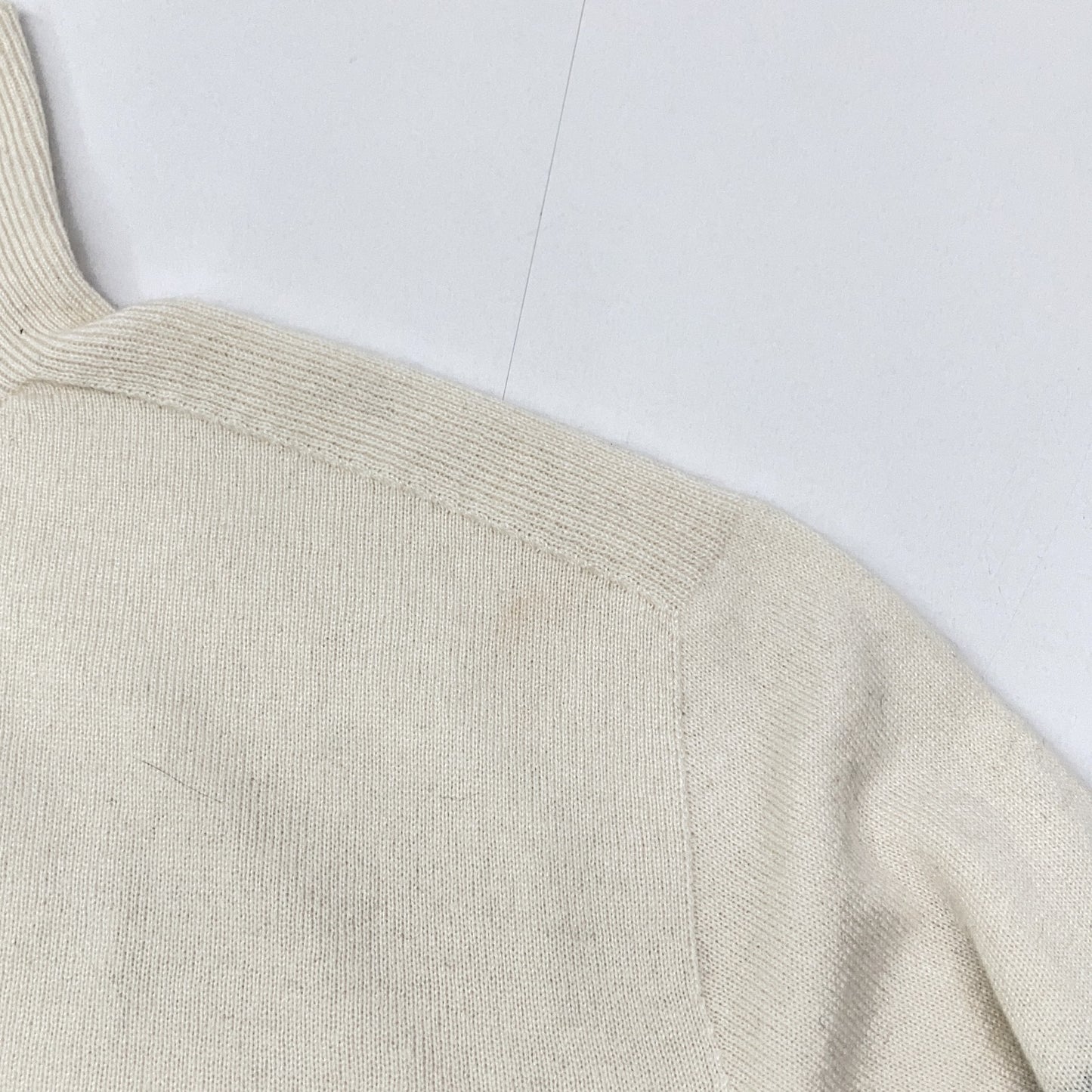 CASI-2316 White/Black Cashmere Silk Border Turtleneck Knit Top F Women's