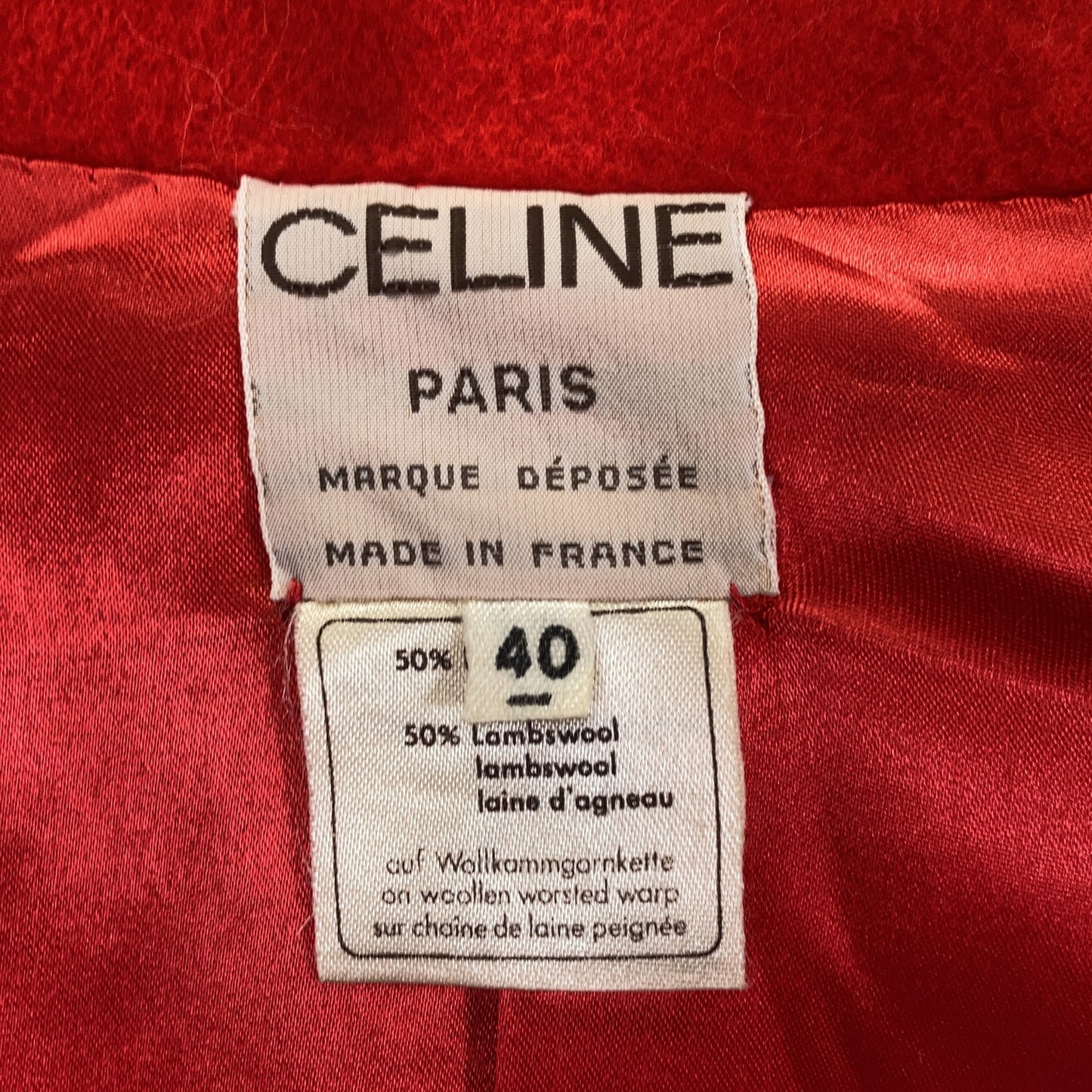CELINE セリーヌ レッド カシゴラ×ウール ダブル ロングコート コート