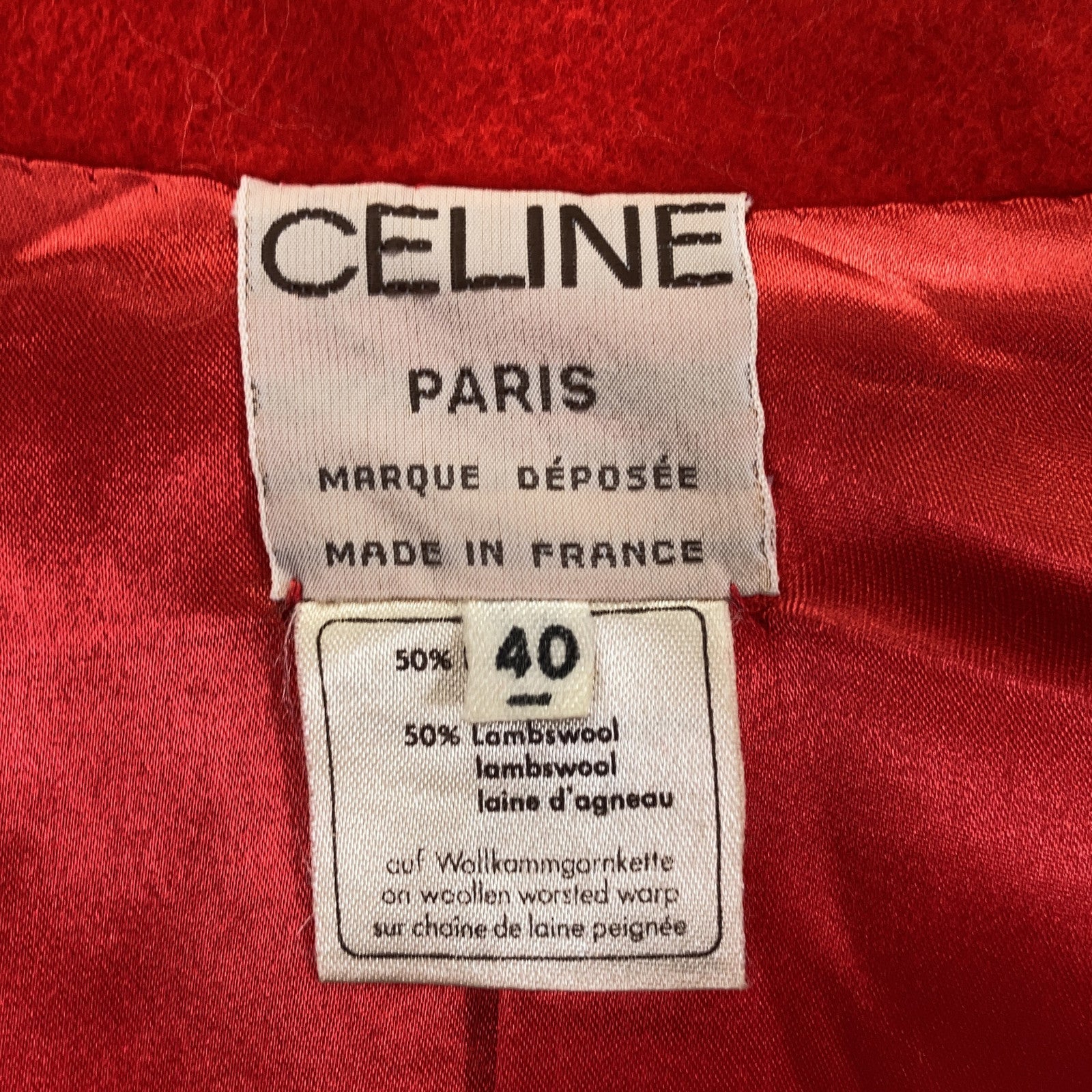 CELINE セリーヌ レッド カシゴラ×ウール ダブル ロングコート コート