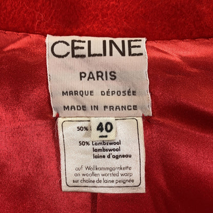 CELINE セリーヌ レッド カシゴラ×ウール ダブル ロングコート コート