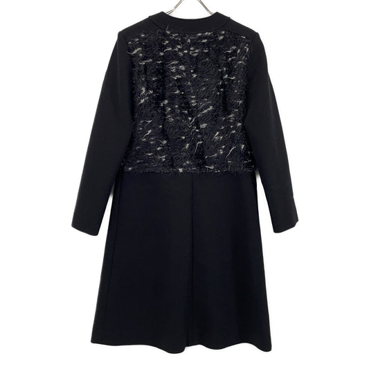 TAE ASHIDA Black TC7704 Shaggy Collarless Coat Coat