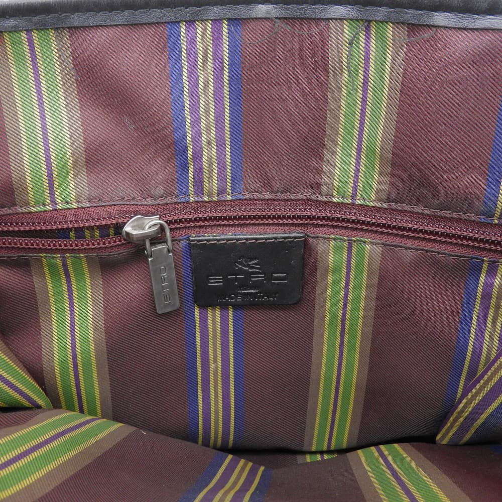 ETRO 艾特罗 皮革拼提花布手提包 女士 黑色 棕色系 1N068 手提包