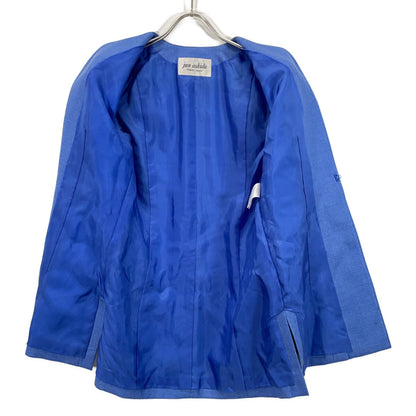 JUN ASHIDA Jun Ashida SJ0105 blue silk-wool collarless jacket jacket