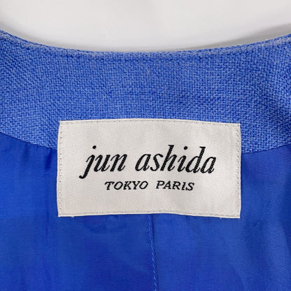 SJ0105 BLUE SILK WOOL COLLARLESS JACKET Jacket 7 Women's