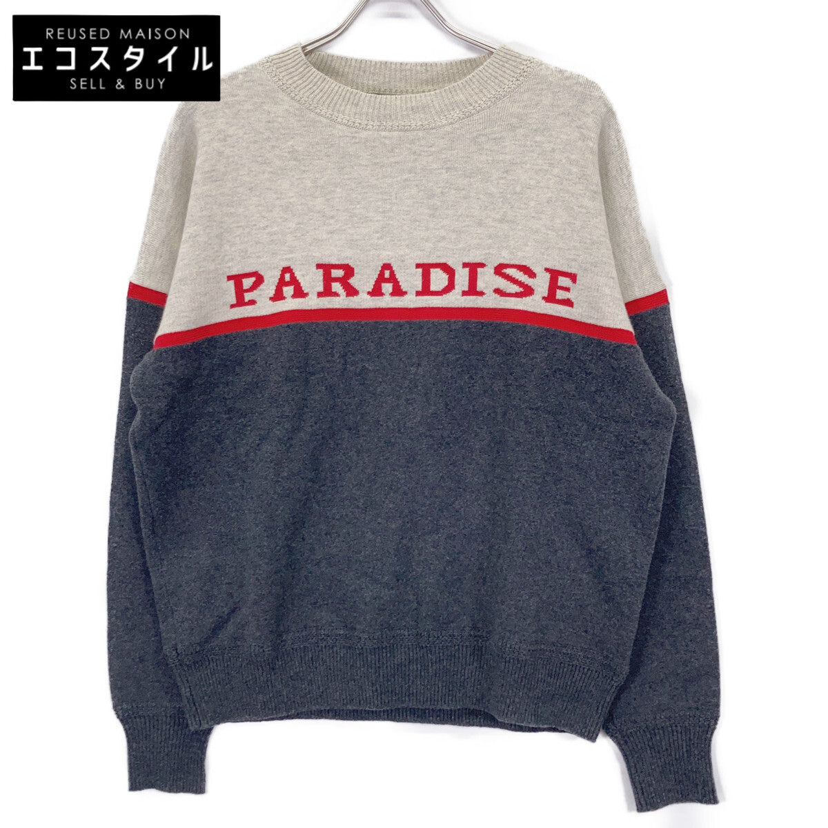 Beige x Gray PARADISE Cotton Wool Sweater Top M Women's