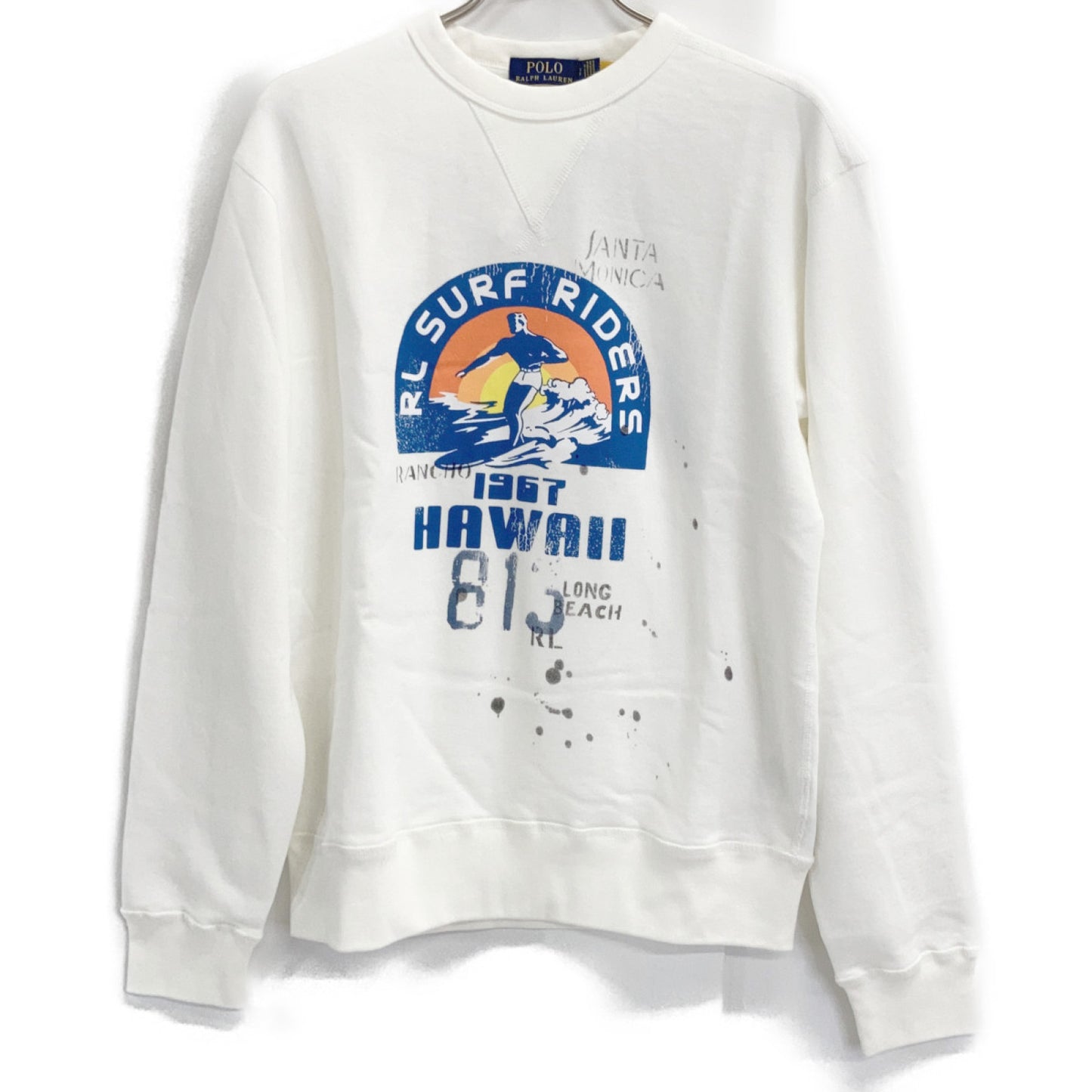 White Hawaii Crew Neck Sweatshirt Top S Ladies