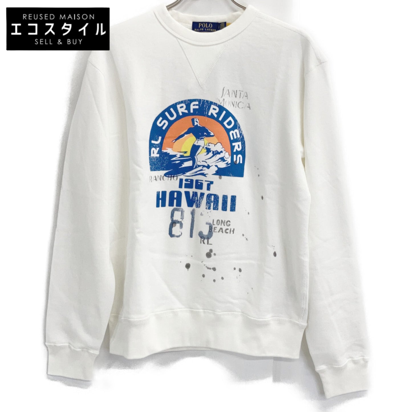 White Hawaii Crew Neck Sweatshirt Top S Ladies
