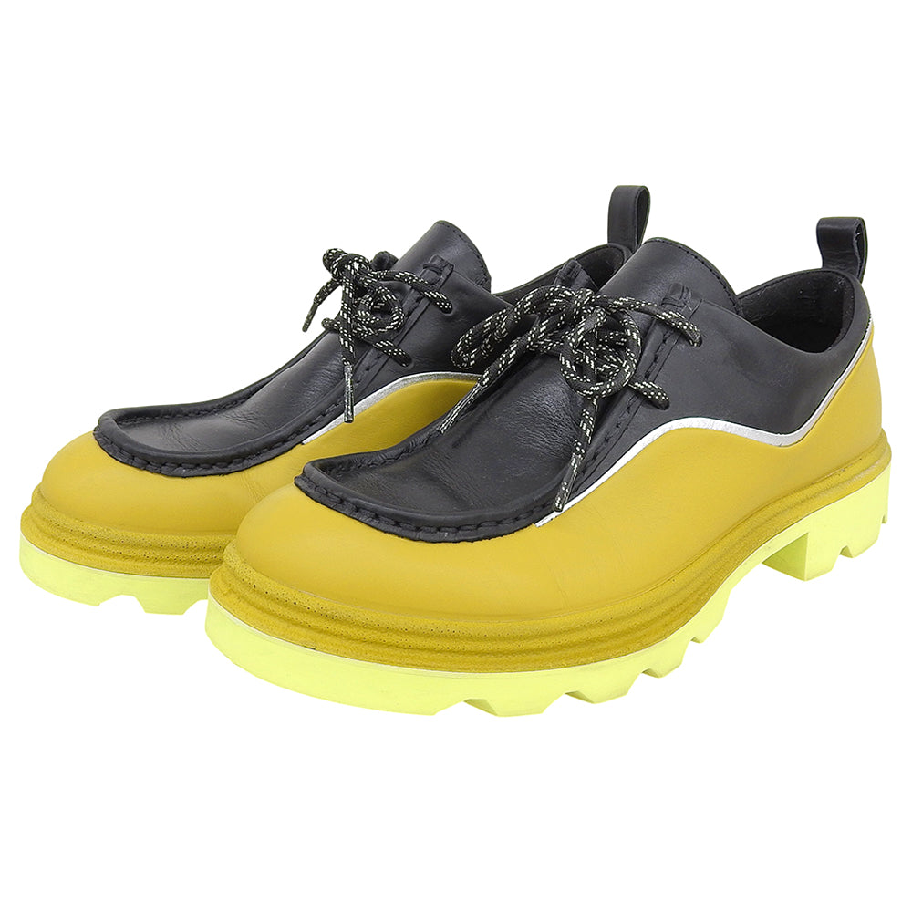 ecco エコー 美品 マスタード Grainer レザーシューズ レディース イエロー系/ブラック 24cm シューズ 24