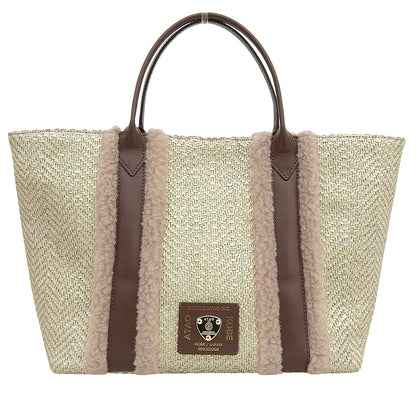 ATAO アタオ 美品 shiki 四季 ジュート レザー ハンドバッグ レディース ゴールド 0318 ハンドバッグ