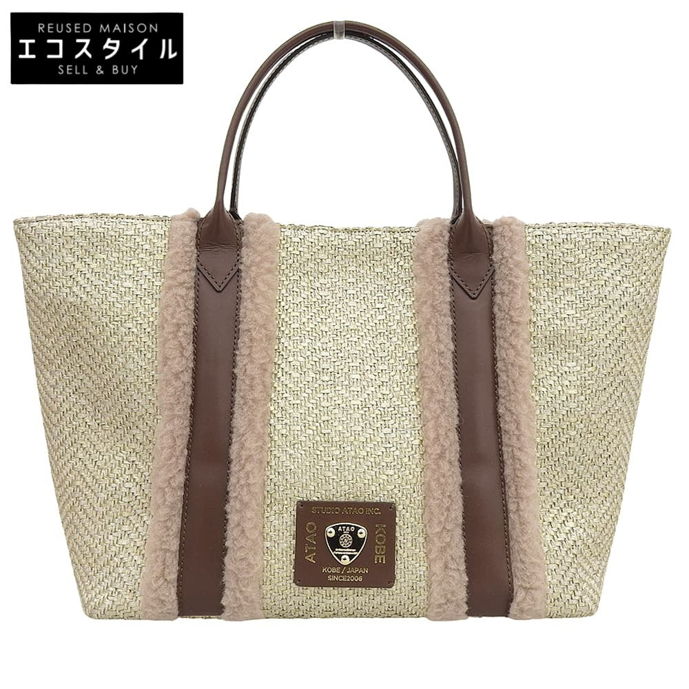 ATAO アタオ 美品 shiki 四季 ジュート レザー ハンドバッグ レディース ゴールド 0318 ハンドバッグ