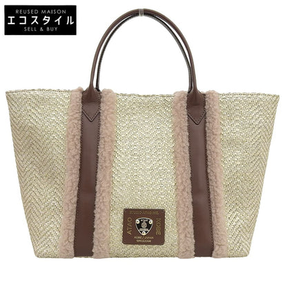 ATAO アタオ 美品 shiki 四季 ジュート レザー ハンドバッグ レディース ゴールド 0318 ハンドバッグ