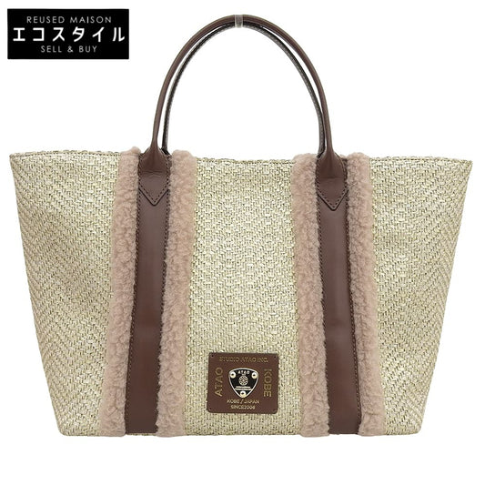 ATAO アタオ 美品 shiki 四季 ジュート レザー ハンドバッグ レディース ゴールド 0318 ハンドバッグ