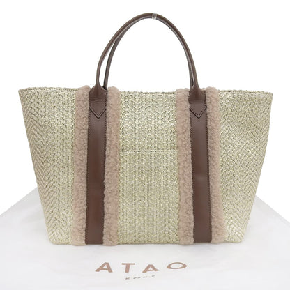 ATAO アタオ 美品 shiki 四季 ジュート レザー ハンドバッグ レディース ゴールド 0318 ハンドバッグ