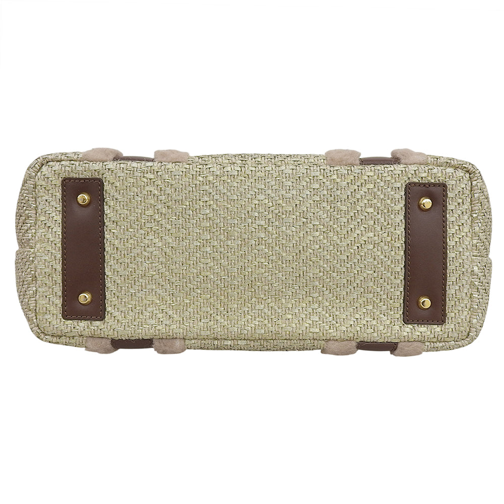 ATAO アタオ 美品 shiki 四季 ジュート レザー ハンドバッグ レディース ゴールド 0318 ハンドバッグ