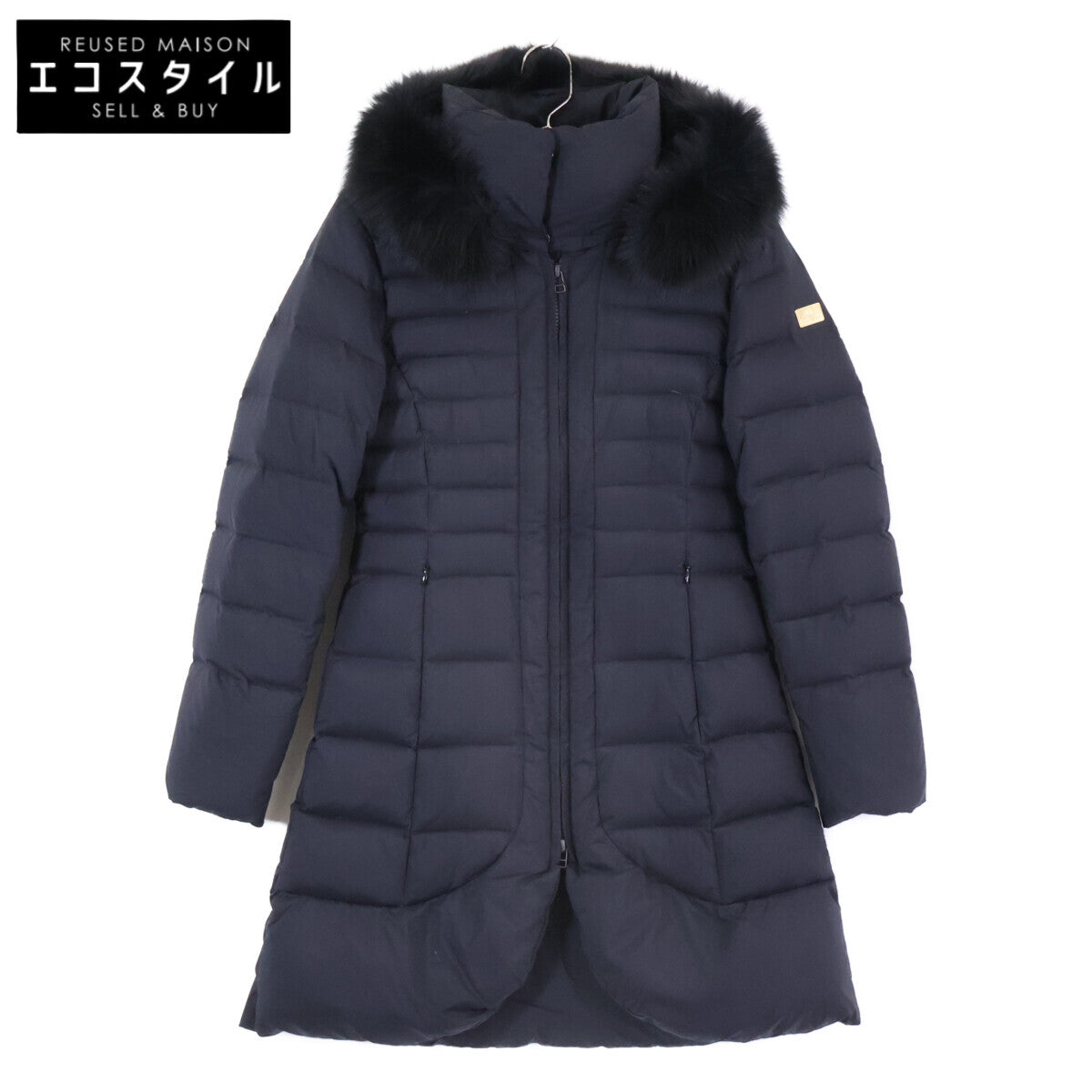 FERVOR FAV1028 Black Fox Fur Down Coat