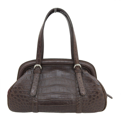 ZAO ザオー 美品 JRA認定 クロコ ハンドバッグ レディース ブラウン ハンドバッグ