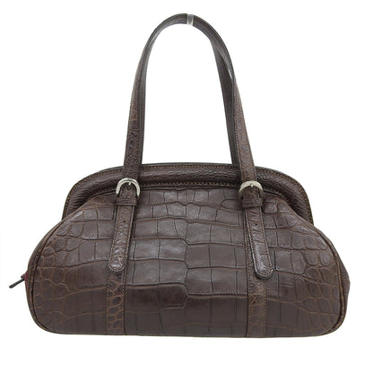 ZAO ザオー 美品 JRA認定 クロコ ハンドバッグ レディース ブラウン ハンドバッグ