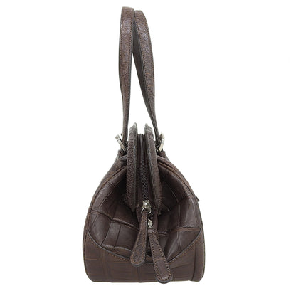 ZAO ザオー 美品 JRA認定 クロコ ハンドバッグ レディース ブラウン ハンドバッグ