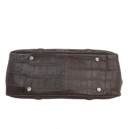 ZAO ザオー 美品 JRA認定 クロコ ハンドバッグ レディース ブラウン ハンドバッグ