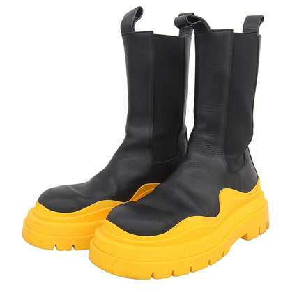 BOTTEGA VENETA ボッテガヴェネタ タイヤ チェルシーブーツ シューズ レディース ブラック×オレンジ 38 シューズ 38