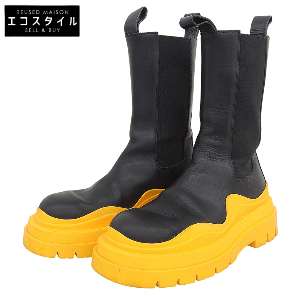 BOTTEGA VENETA ボッテガヴェネタ タイヤ チェルシーブーツ シューズ レディース ブラック×オレンジ 38 シューズ 38