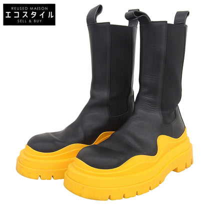 BOTTEGA VENETA ボッテガヴェネタ タイヤ チェルシーブーツ シューズ レディース ブラック×オレンジ 38 シューズ 38