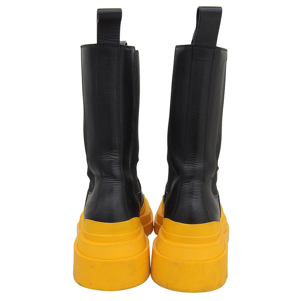 BOTTEGA VENETA ボッテガヴェネタ タイヤ チェルシーブーツ シューズ レディース ブラック×オレンジ 38 シューズ 38