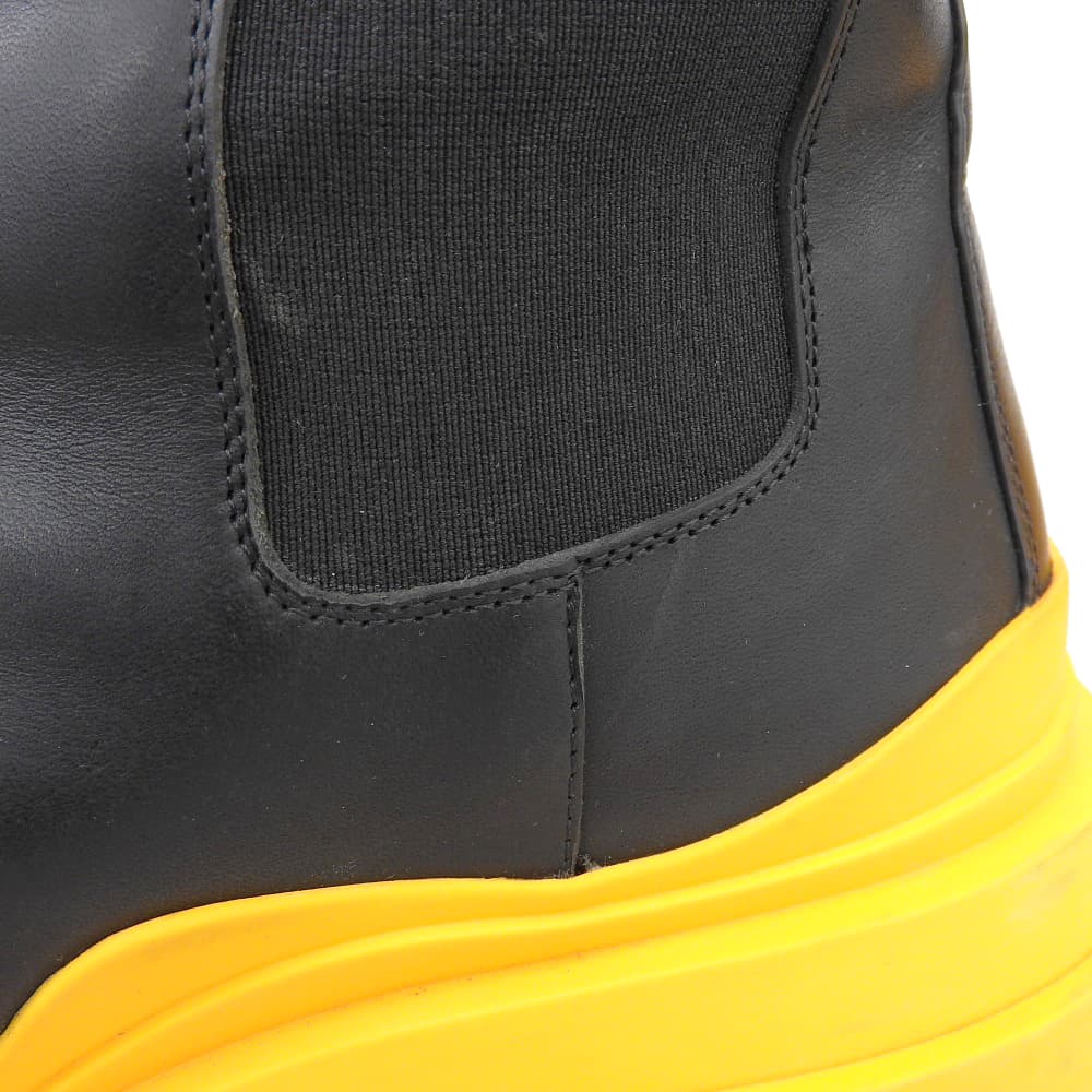 BOTTEGA VENETA ボッテガヴェネタ タイヤ チェルシーブーツ シューズ レディース ブラック×オレンジ 38 シューズ 38