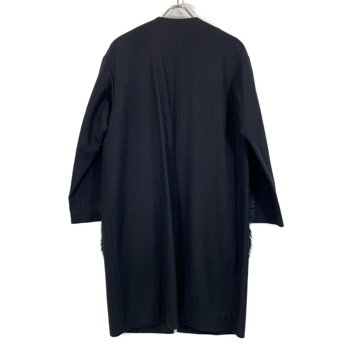 YOKOCHAN YOKOCHAN YCC-317-069 black pocket-fur collarless coat coat