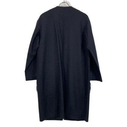 YOKOCHAN YOKOCHAN YCC-317-069 black pocket-fur collarless coat coat