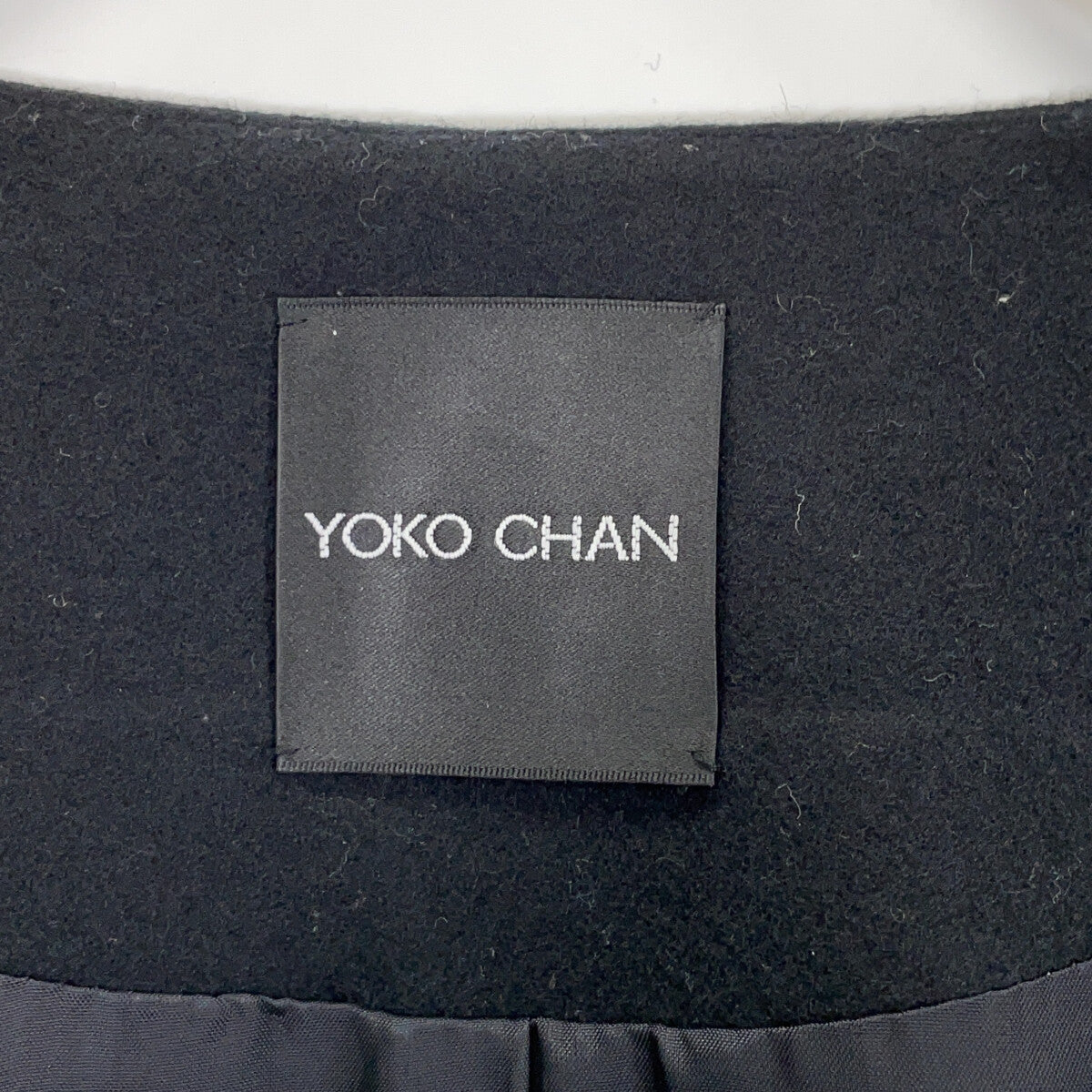 YOKOCHAN YOKOCHAN YCC-317-069 black pocket-fur collarless coat coat