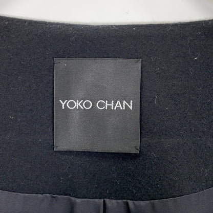 YOKOCHAN YOKOCHAN YCC-317-069 black pocket-fur collarless coat coat