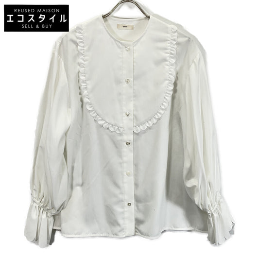 YR2221-106AW ﾎﾜｲﾄ 22AW ｽｶﾗｯﾌﾟｶｯﾄﾜｰｸ ﾌﾘﾙ ﾌﾞﾗｳｽ トップス F レディース