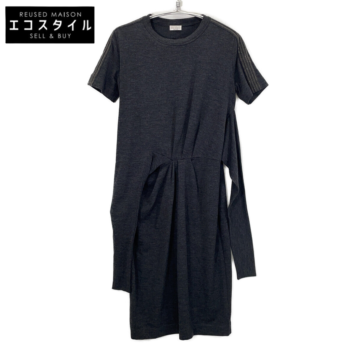 BRUNELLO CUCINELLI 布鲁奈罗·库奇内利 炭灰色 羊毛 Monili珠饰 连衣裙 LAK788961 连衣裙