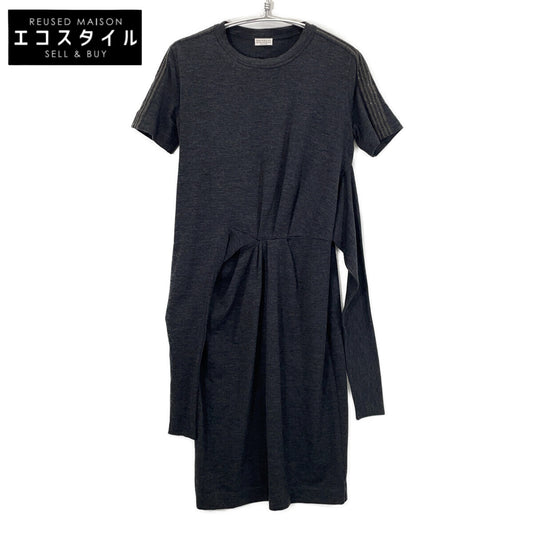 BRUNELLO CUCINELLI Brunello Cucinelli Charcoal Gray Wool Monili Embellished Dress LAK788961 Dress