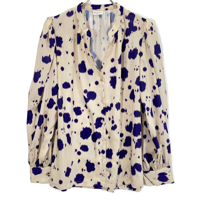 DRIES VAN NOTEN 德赖斯·范诺顿 紫色×米色 22AW 水彩画风格波点 缎面 衬衫 上衣