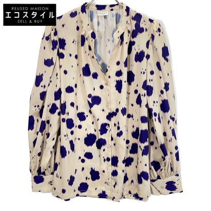 DRIES VAN NOTEN 德赖斯·范诺顿 紫色×米色 22AW 水彩画风格波点 缎面 衬衫 上衣