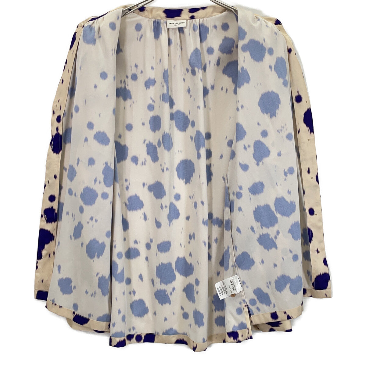 DRIES VAN NOTEN 德赖斯·范诺顿 紫色×米色 22AW 水彩画风格波点 缎面 衬衫 上衣