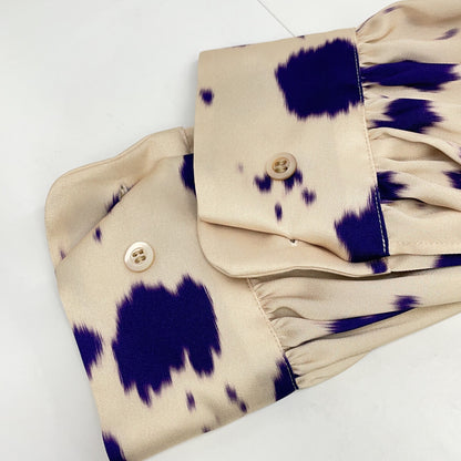 DRIES VAN NOTEN 德赖斯·范诺顿 紫色×米色 22AW 水彩画风格波点 缎面 衬衫 上衣