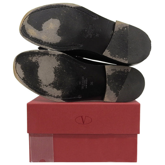 Valentino Garavani Leather VLogo Tassel Loafers Shoes Women's Black 36 Shoes