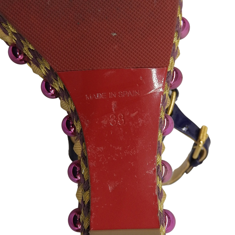 Christian Louboutin クリスチャンルブタン エナメル ウェッジソール サンダル レディース パープル 38 シューズ 38