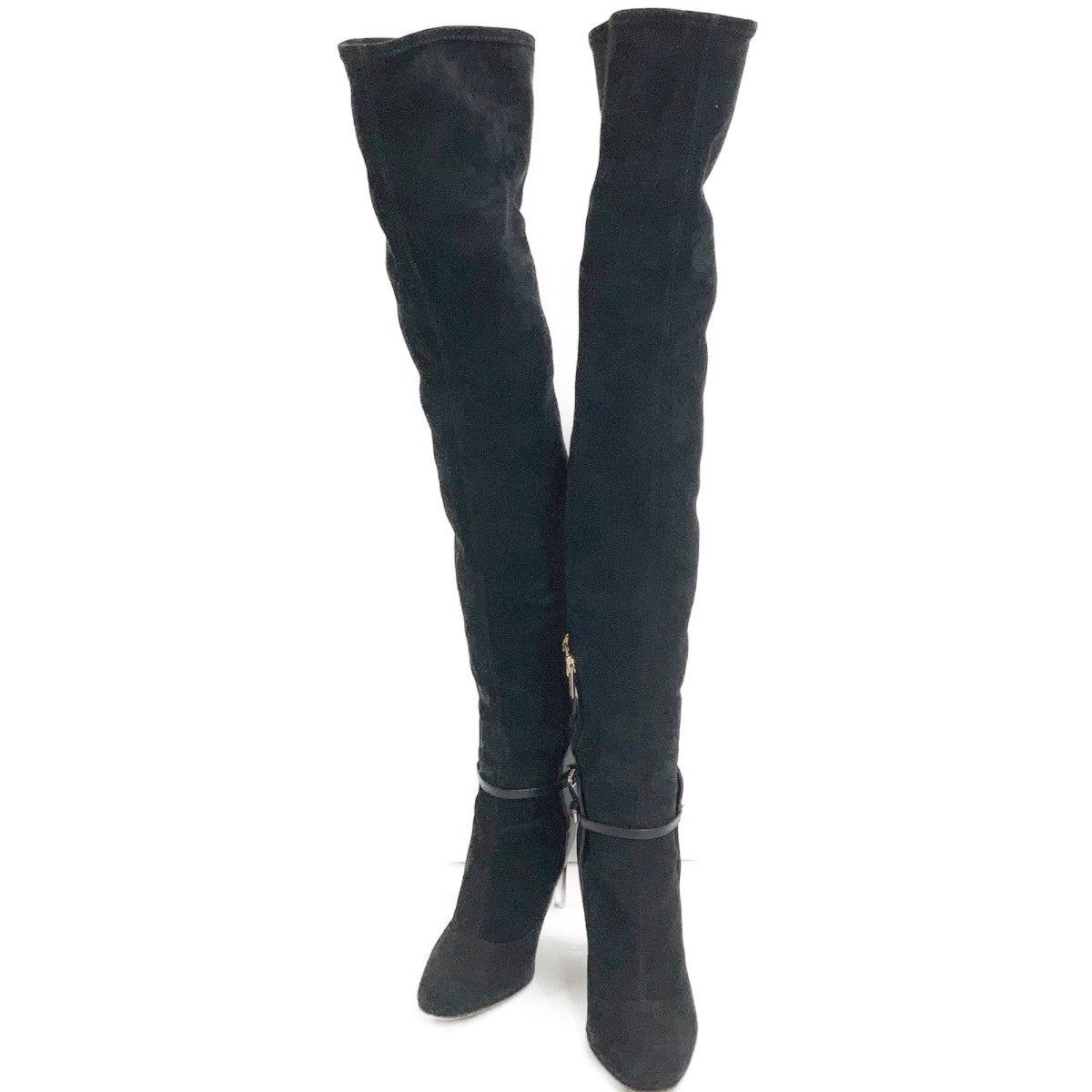Black Suede Thigh-High Boots Shoes 36 1/2 Women's