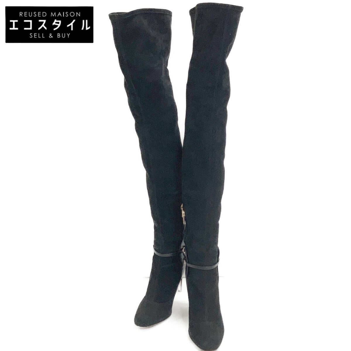 Black Suede Thigh-High Boots Shoes 36 1/2 Women's