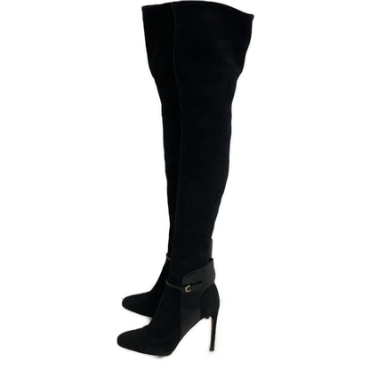 Black Suede Thigh-High Boots Shoes 36 1/2 Women's