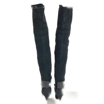 Black Suede Thigh-High Boots Shoes 36 1/2 Women's