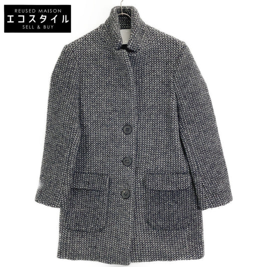 Cruciani Cruciani gray stand-collar three-button knit coat coat