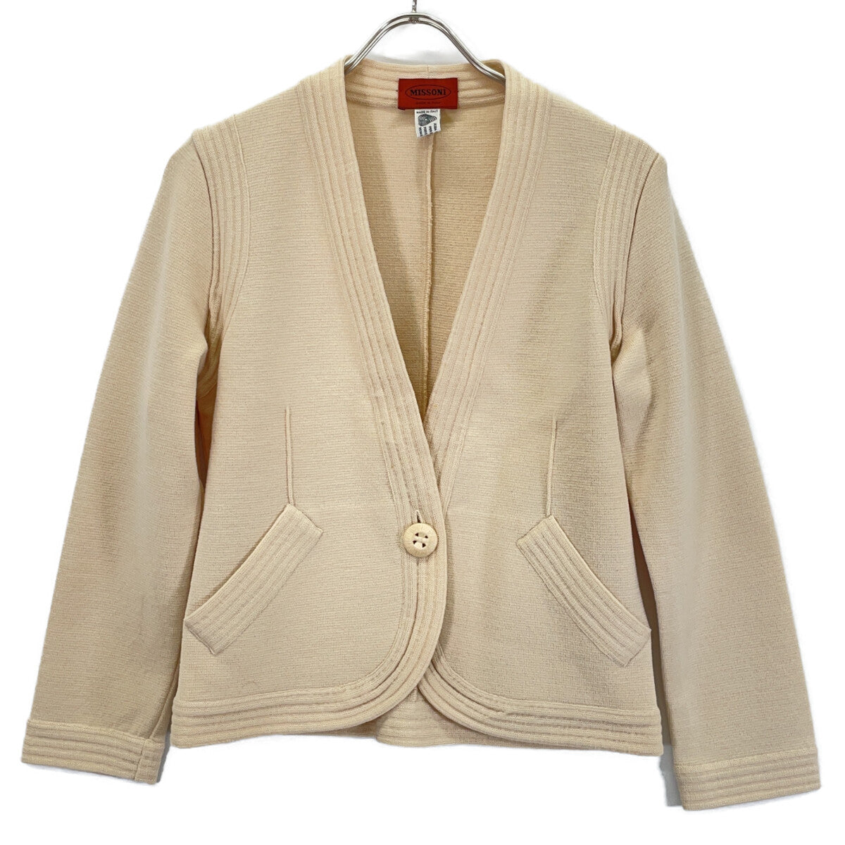 Beige Wool 1B Jacket Jacket 42 Ladies