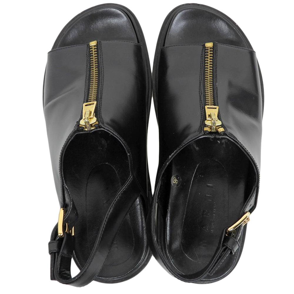 MARNI マルニ レザー シューズ レディース 黒 ブラック 36 FBMST11G01 LV542 00N99 シューズ 36