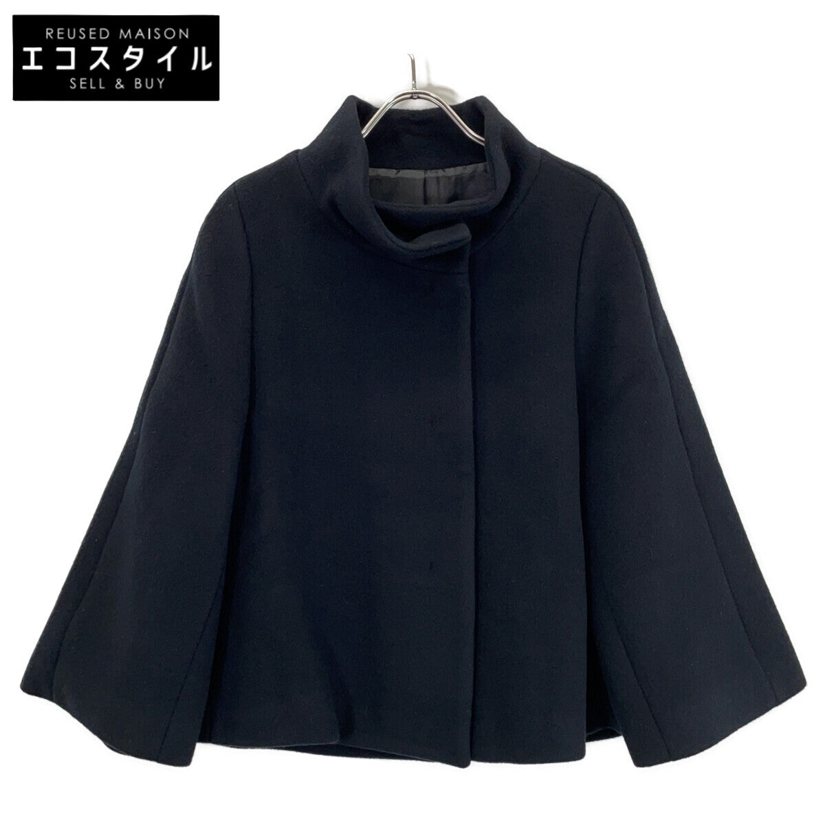 23 Black 10232717110 Wool Beaver Short Coat Coat 38 Women's