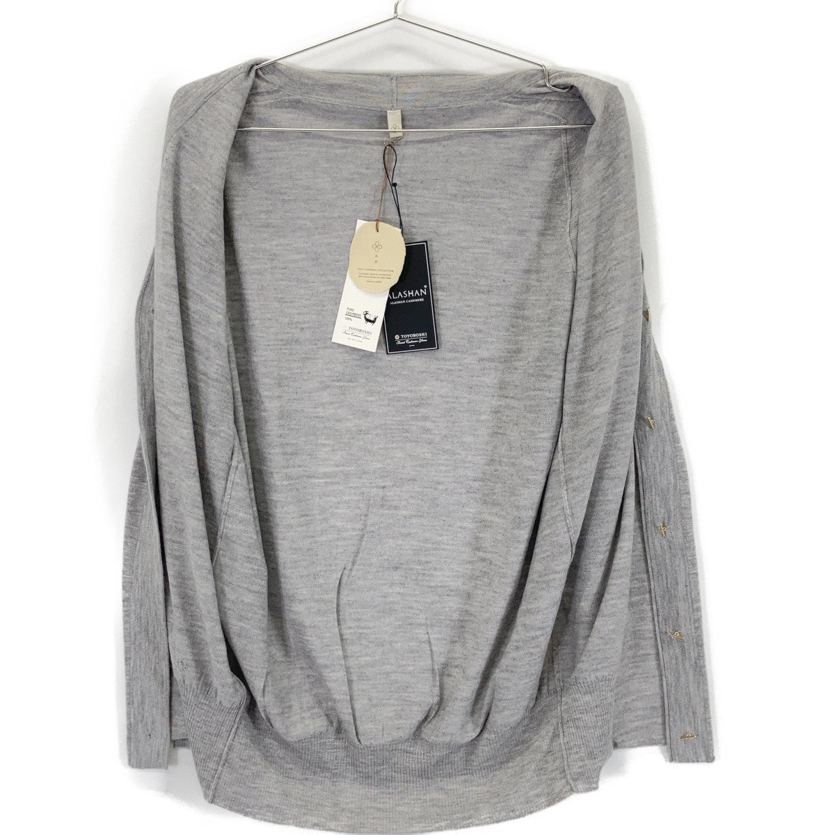 TOYOBOSHI TOYOBOSHI Itoi NAEBA Gray 14ITAC6006 ALASHAN Cashmere Cardigan Top